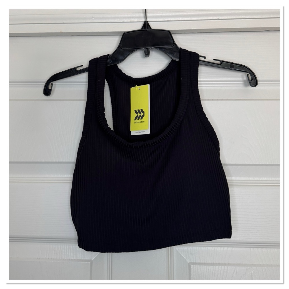 Women’s Light Support Rib Racerback Longline Sport All In Motion Black - Picture 2 of 4